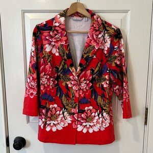 Isaac Mizrahi Red Floral Blazer